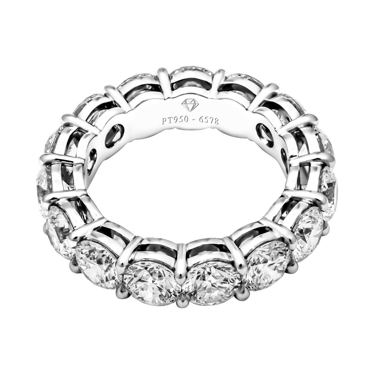 Modern GIA Certified 6 Carats Round Diamonds Eternity Band in Platinum 950 For Sale
