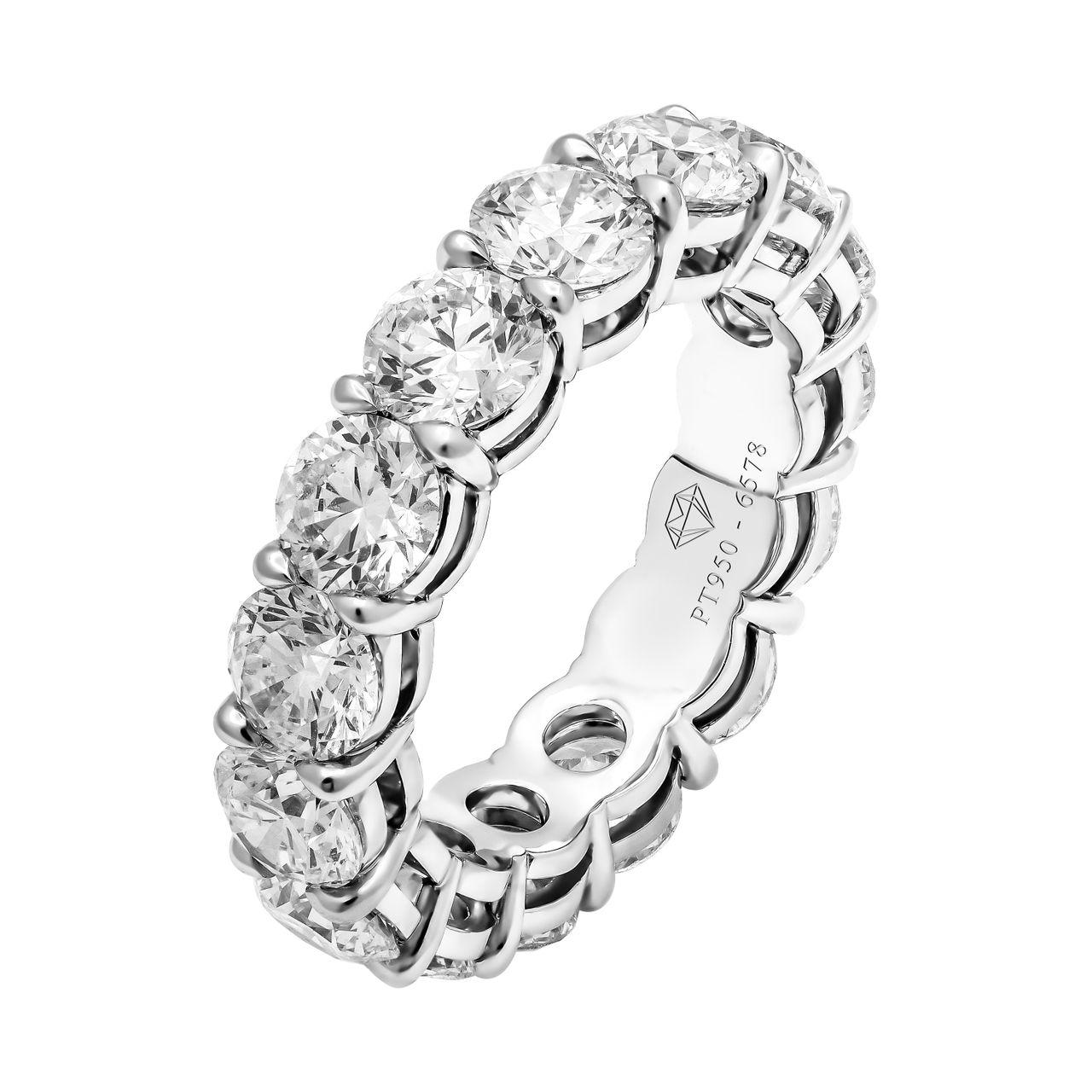 Round Cut GIA Certified 6 Carats Round Diamonds Eternity Band in Platinum 950 For Sale