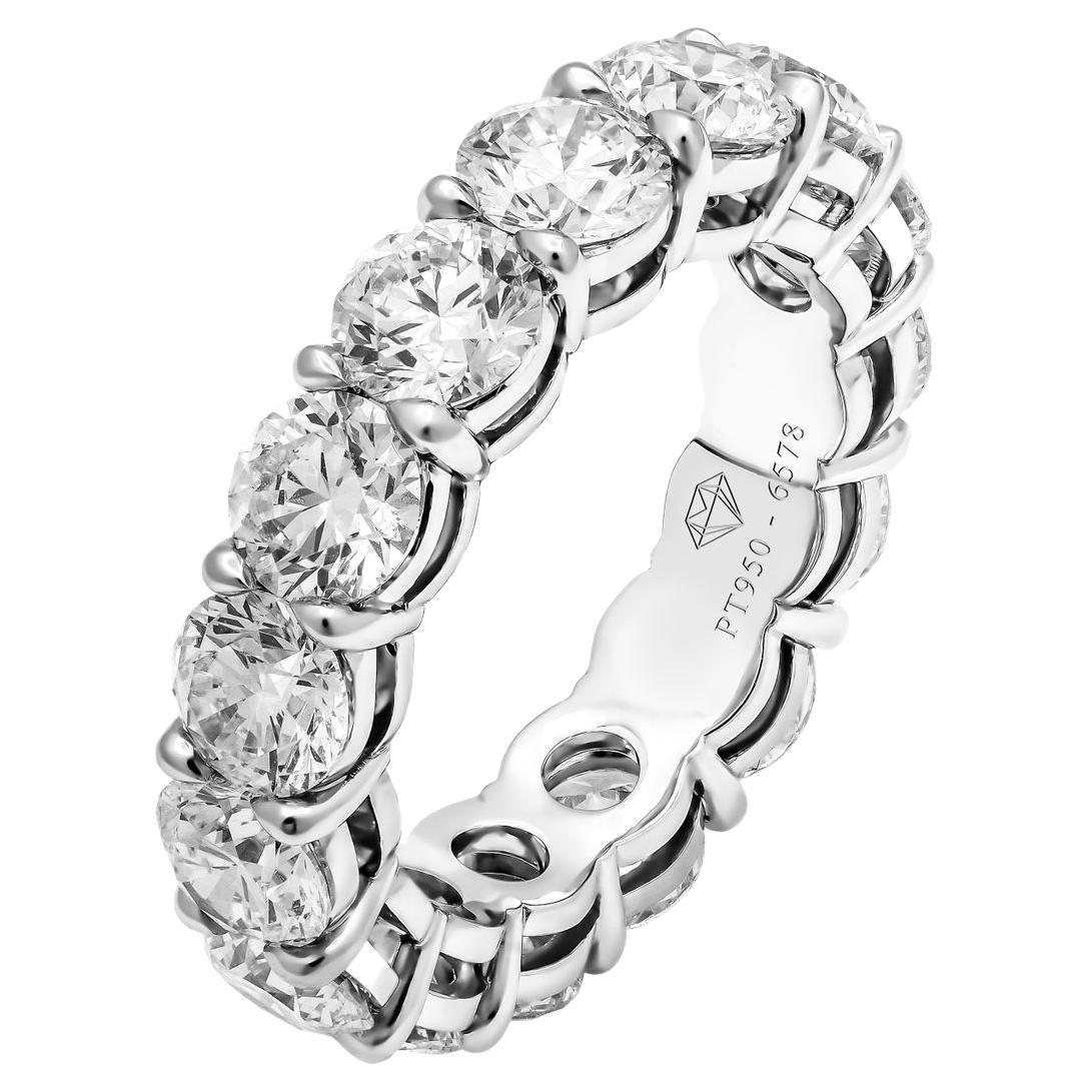 GIA Certified 6 Carats Round Diamonds Eternity Band in Platinum 950 For Sale