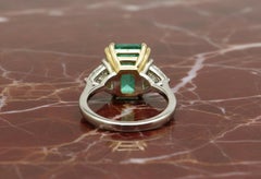 GIA Certified 6 Ct. Natural Emerald and Diamond Platinum Gold Cocktail Ring