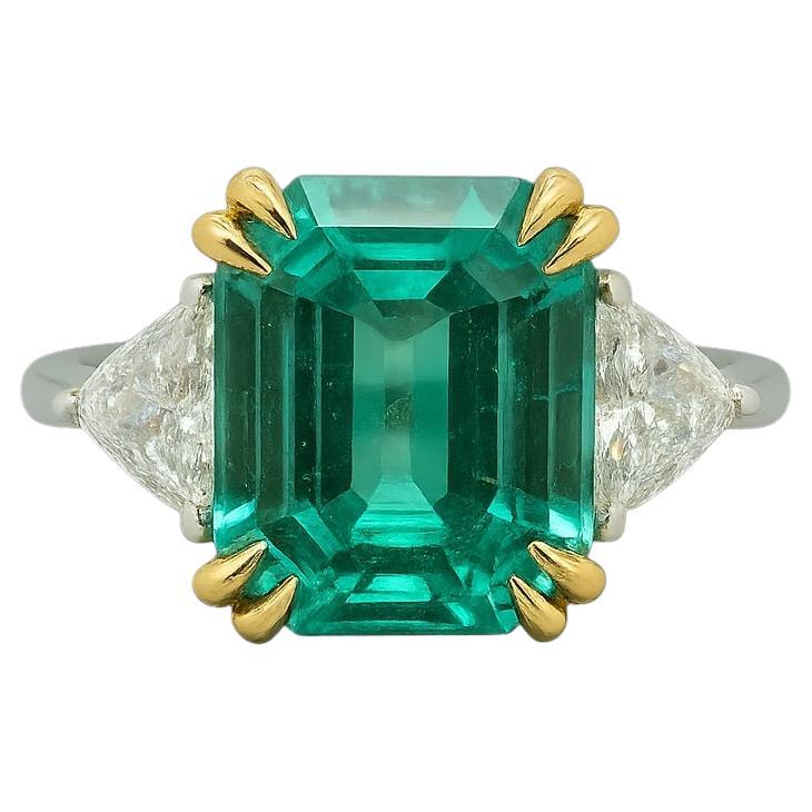 GIA-zertifizierte 6 Karat. Natürlicher Smaragd und Diamant Platin Gold Cocktail Ring