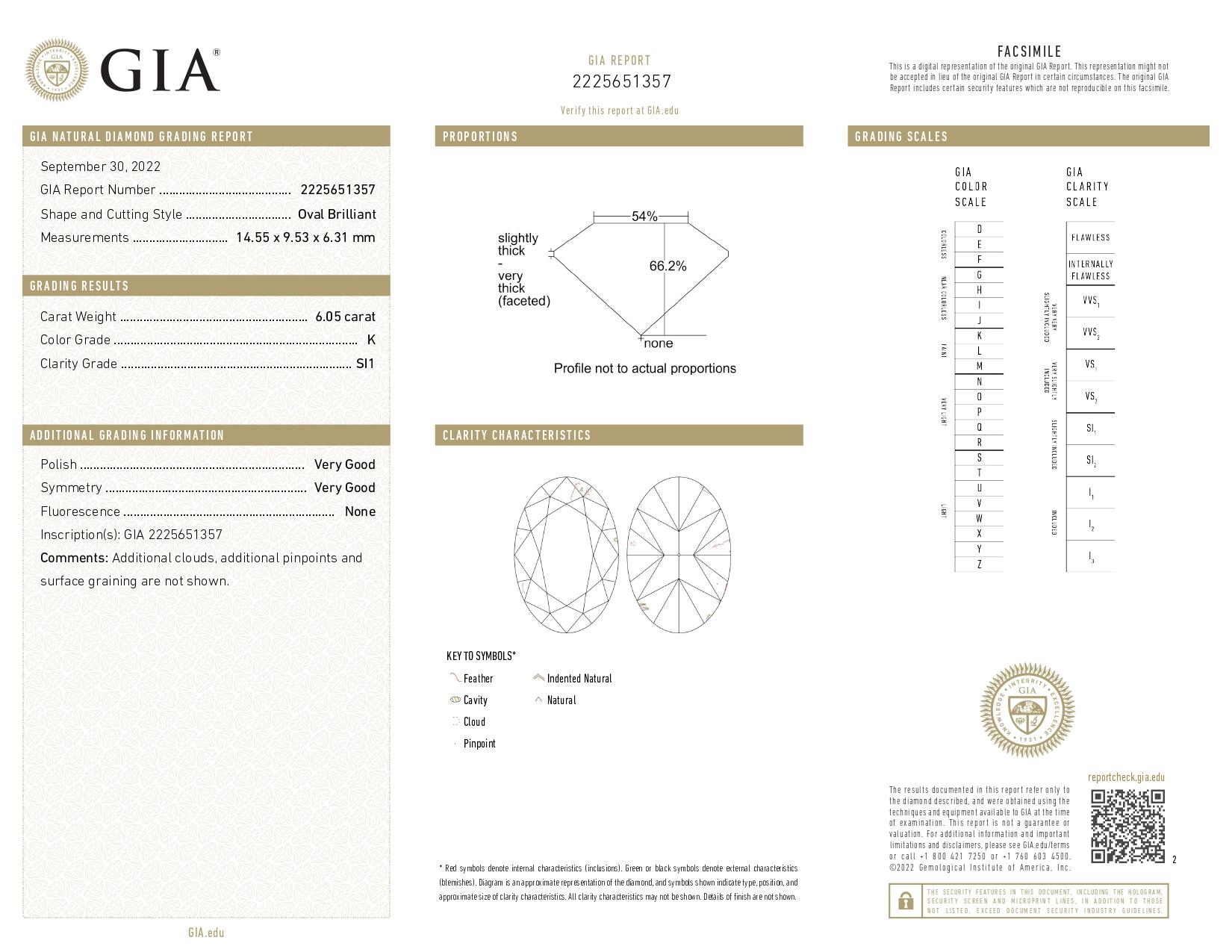 Anillo de diamantes talla oval de 6,05 quilates certificado por el GIA en oro blanco de 18 quilates con pavé Corte oval en venta