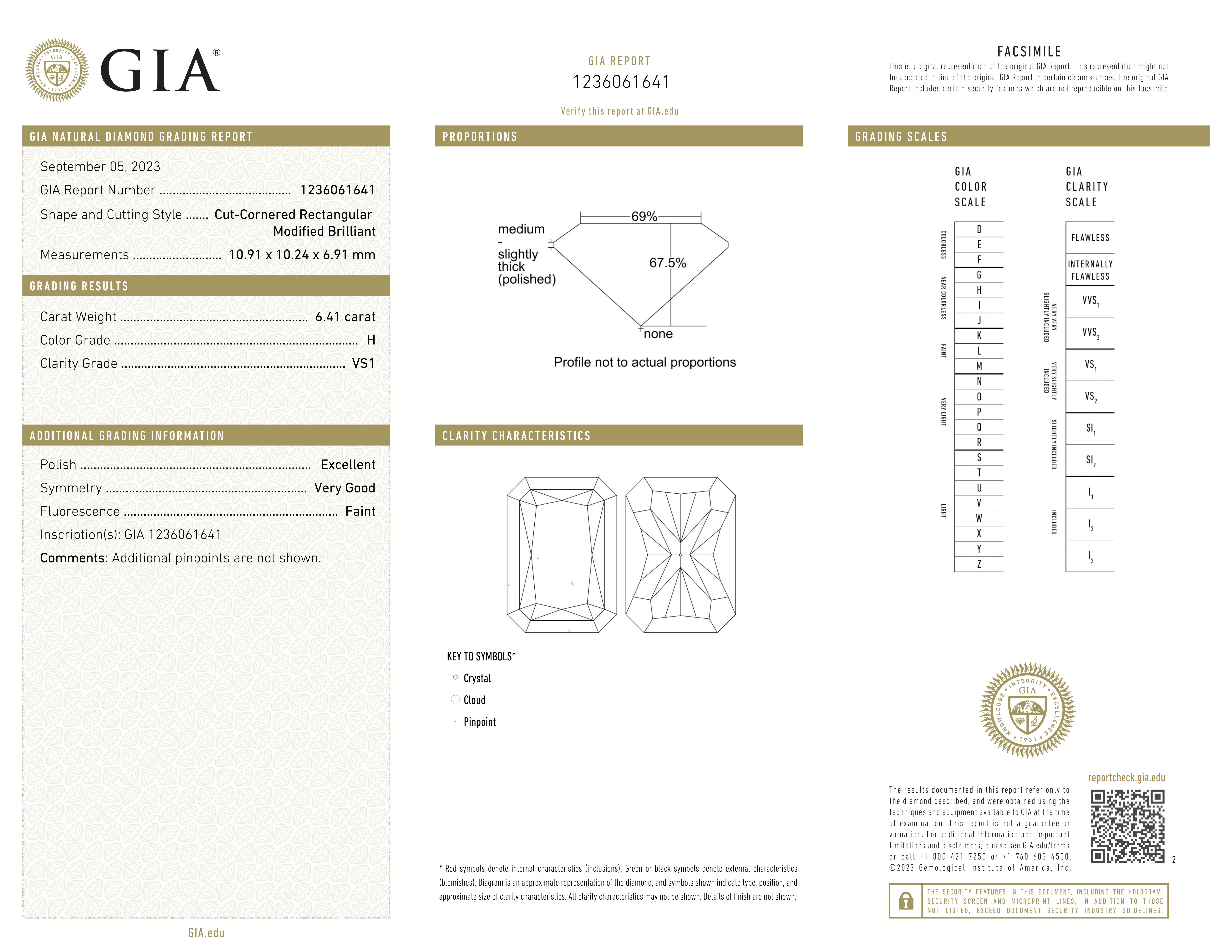 Taille radiant Certifié GIA, 6 ct. Bague en platine avec diamant radiant en vente