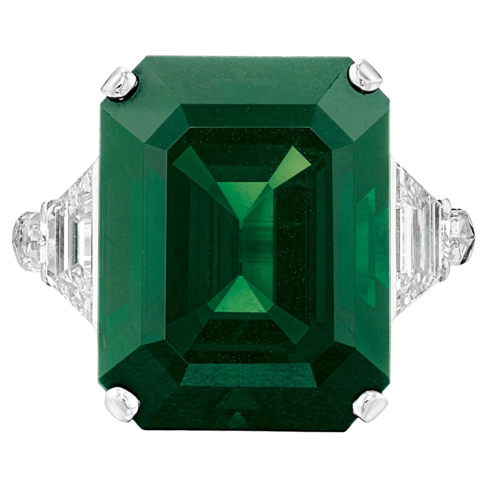 GIA Certified 6 Ct. VIVID GREEN Minor Oil Emerald Diamond Platinum Ring