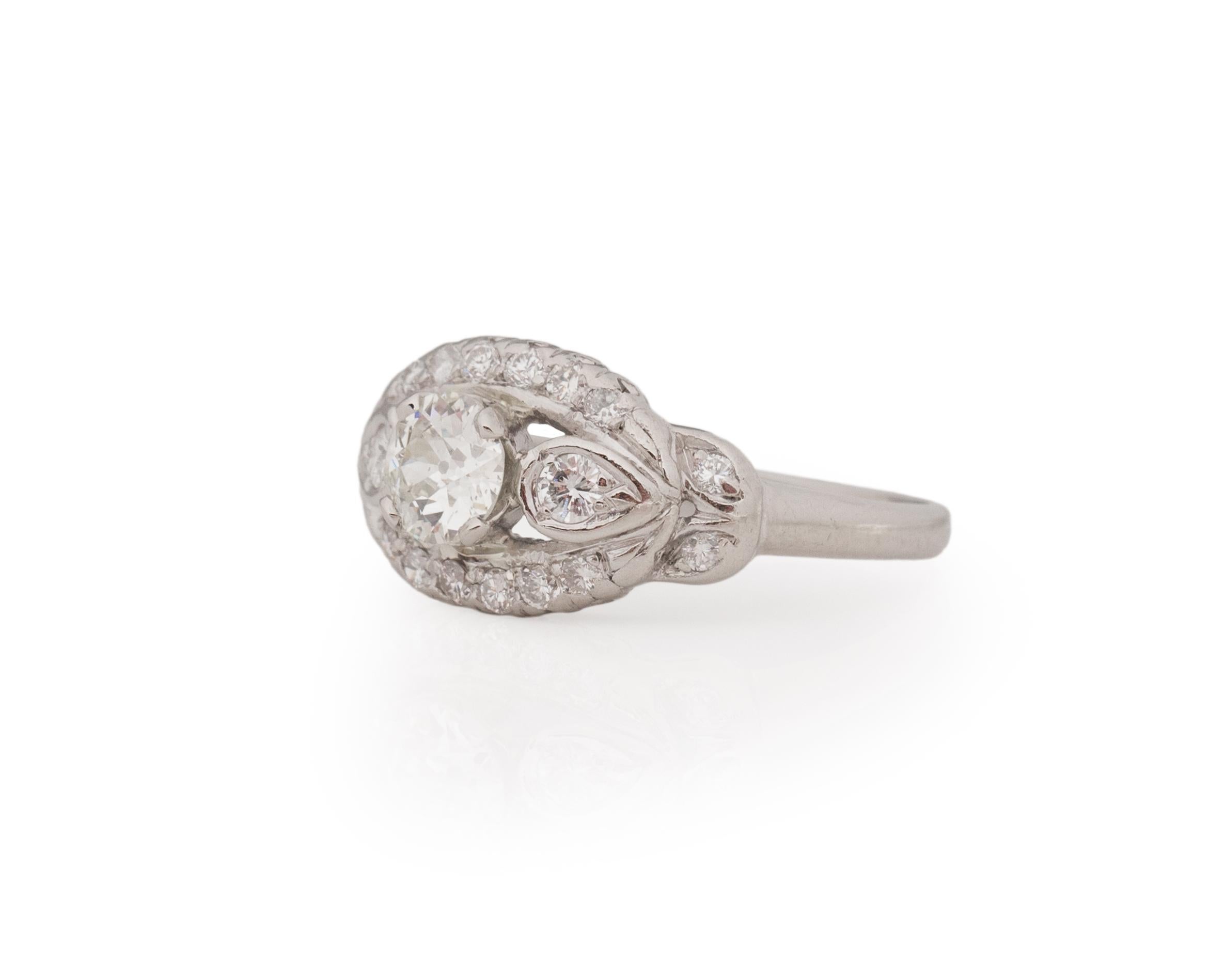 Gia zertifizierter .60 Karat Art Deco Diamant-Platin-Verlobungsring (Art déco) im Angebot