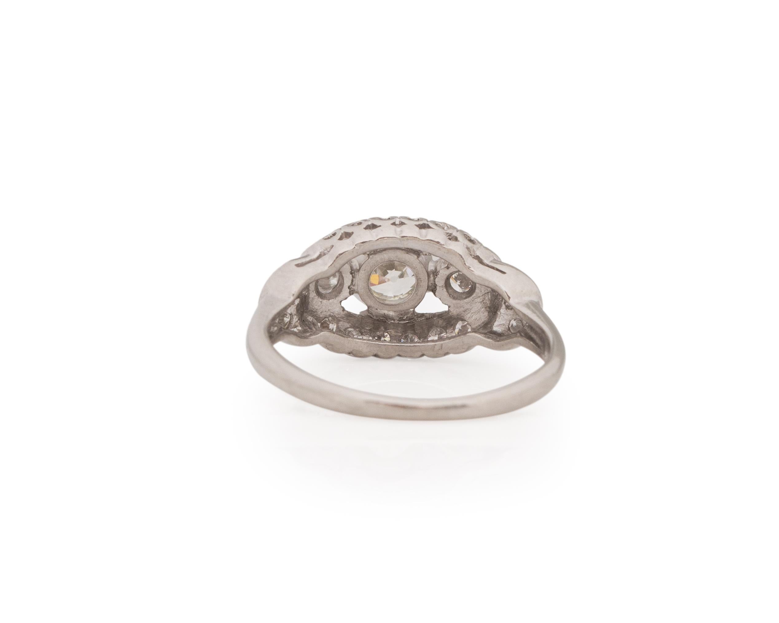 Old European Cut Gia Certified .60 Carat Art Deco Diamond Platinum Engagement Ring For Sale