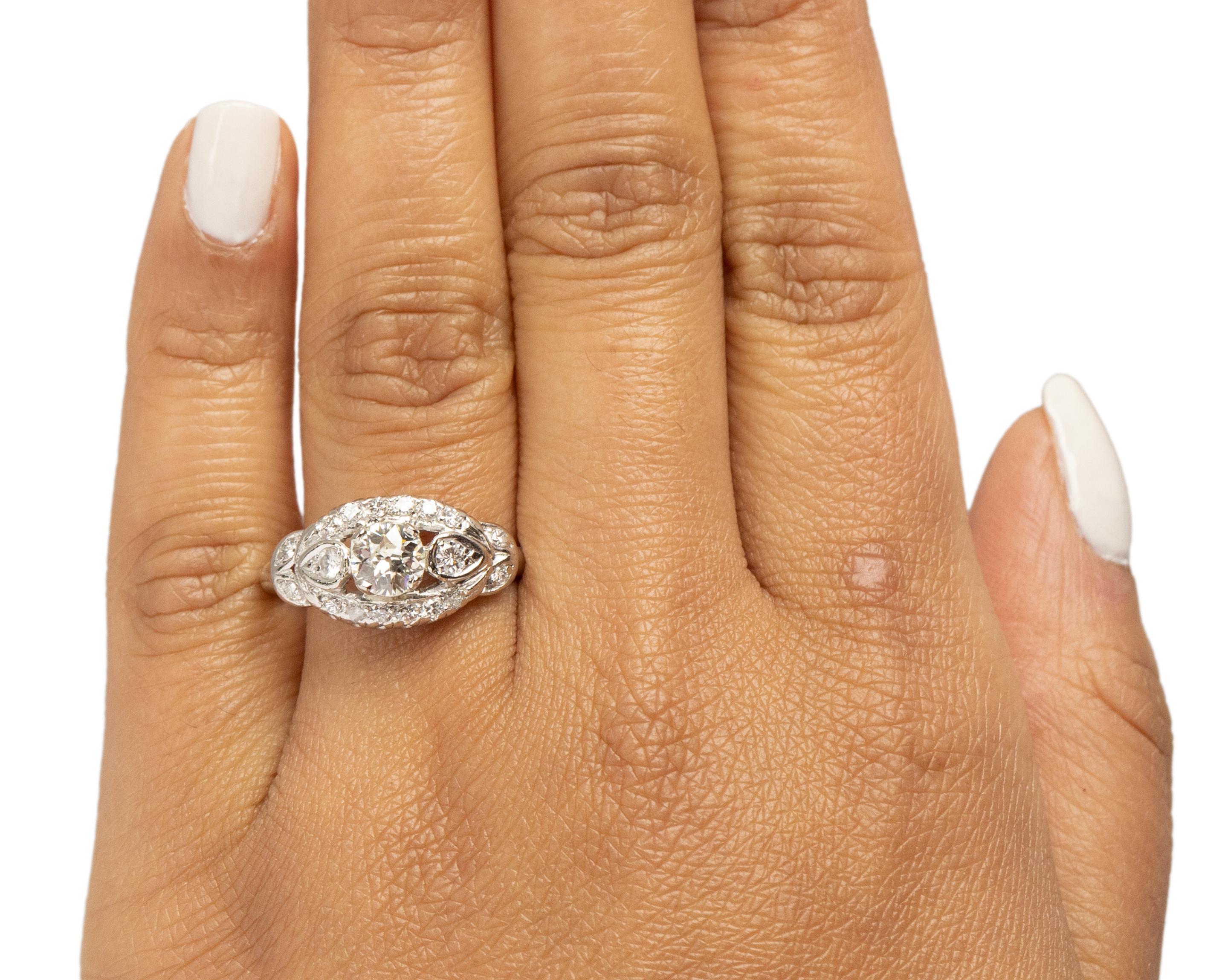 Gia Certified .60 Carat Art Deco Diamond Platinum Engagement Ring In Good Condition For Sale In Atlanta, GA