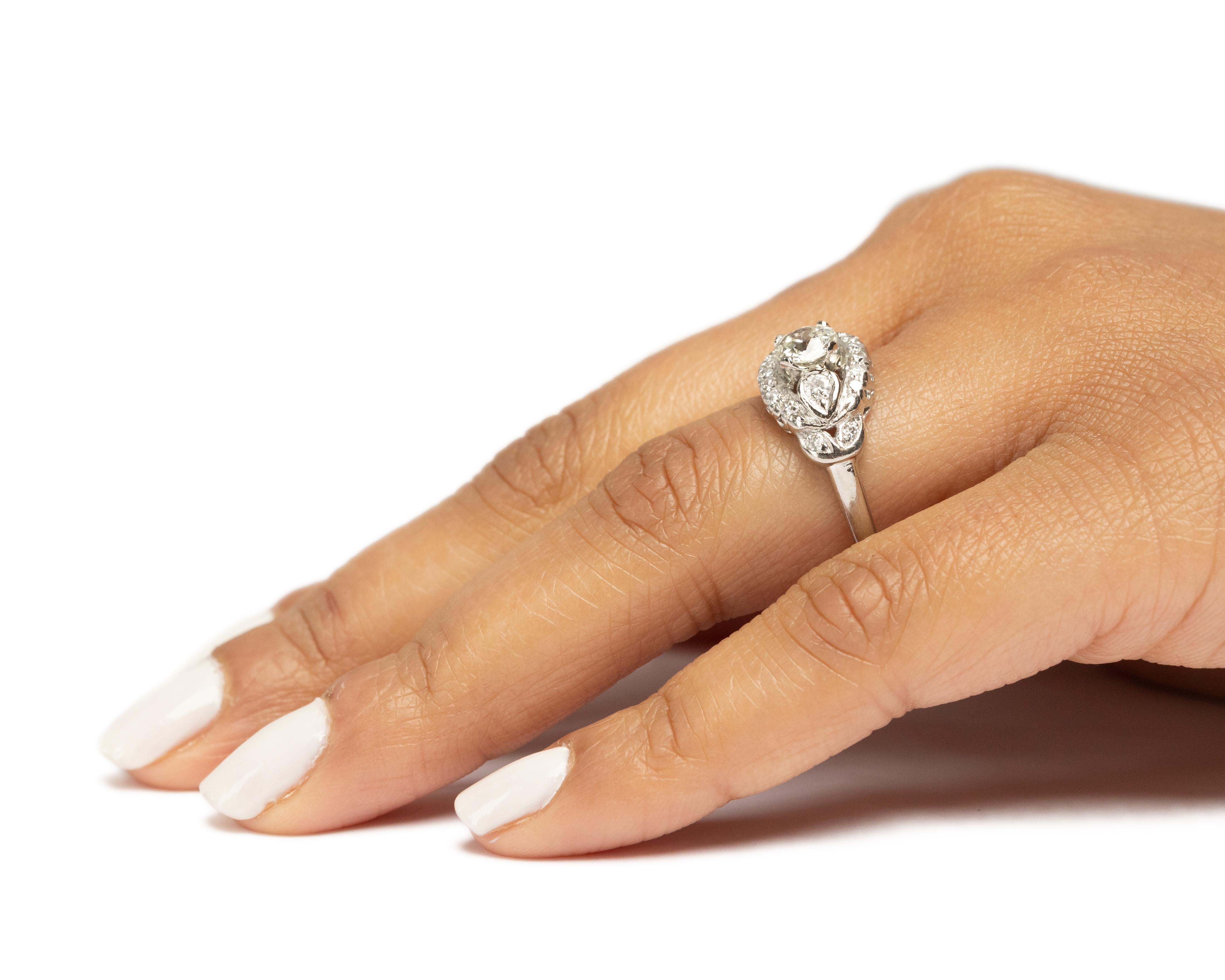 Gia Certified .60 Carat Art Deco Diamond Platinum Engagement Ring For Sale 1