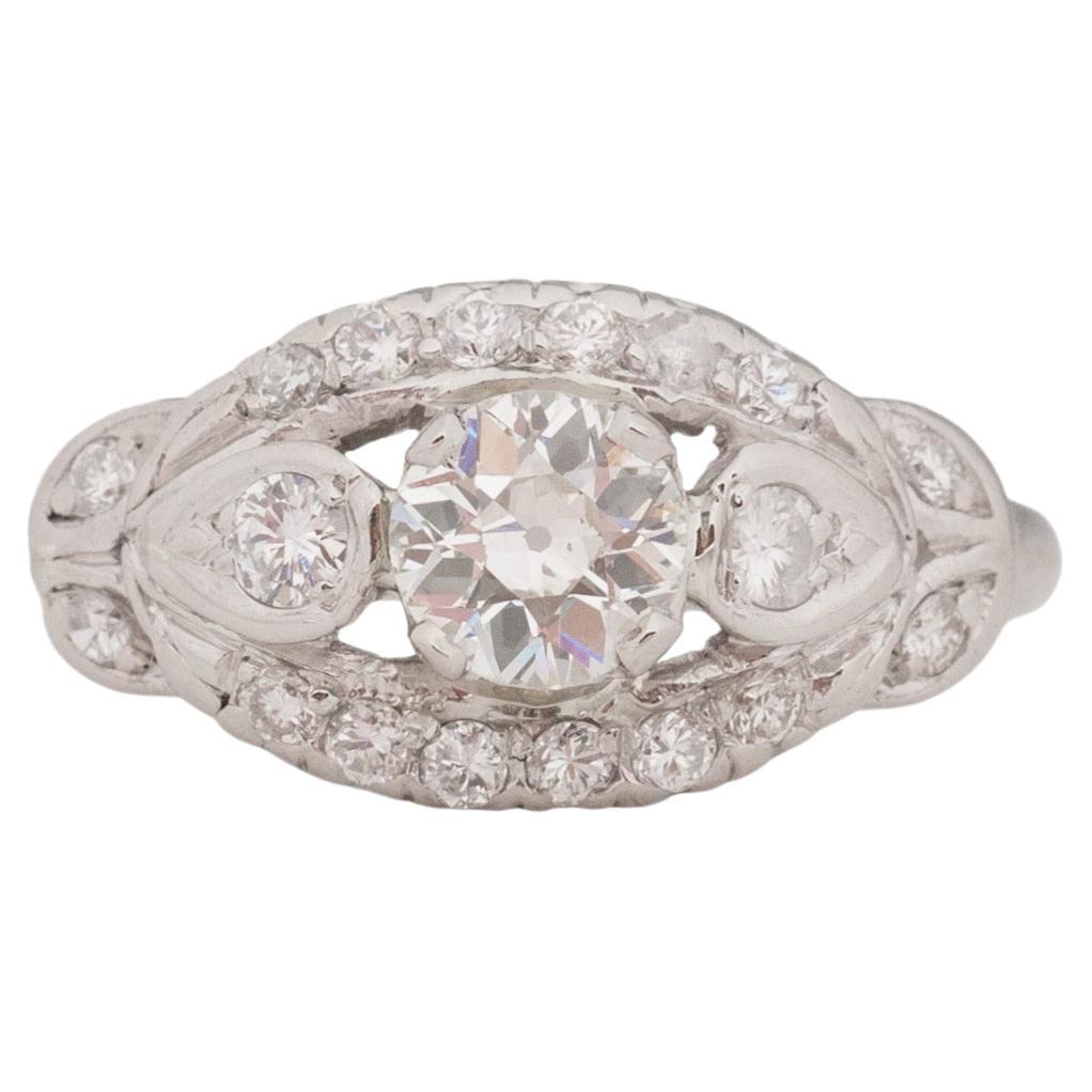 Gia zertifizierter .60 Karat Art Deco Diamant-Platin-Verlobungsring im Angebot