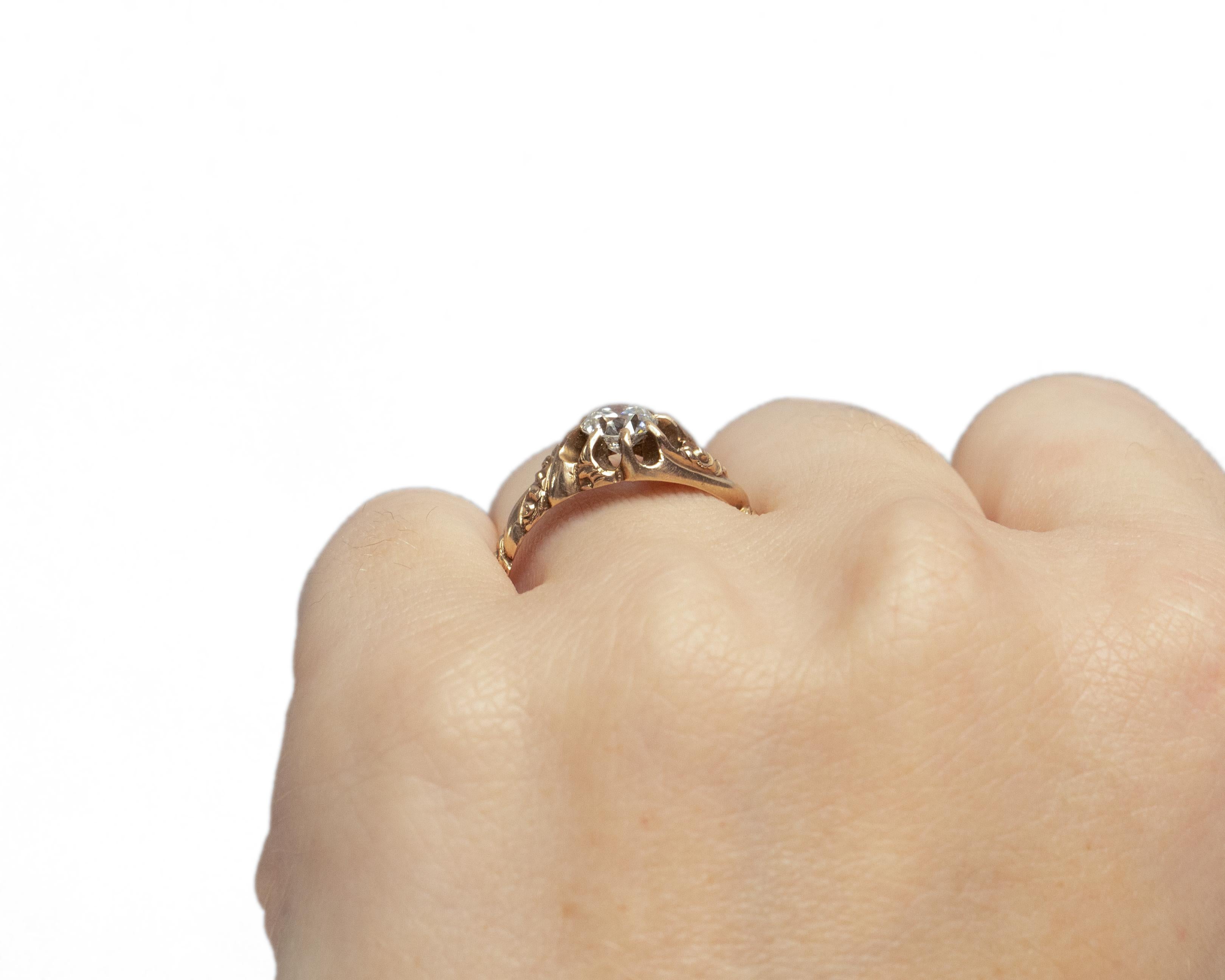 GIA Certified .60 Carat Edwardian Diamond 14 Karat Yellow Gold Engagement Ring In Good Condition For Sale In Atlanta, GA