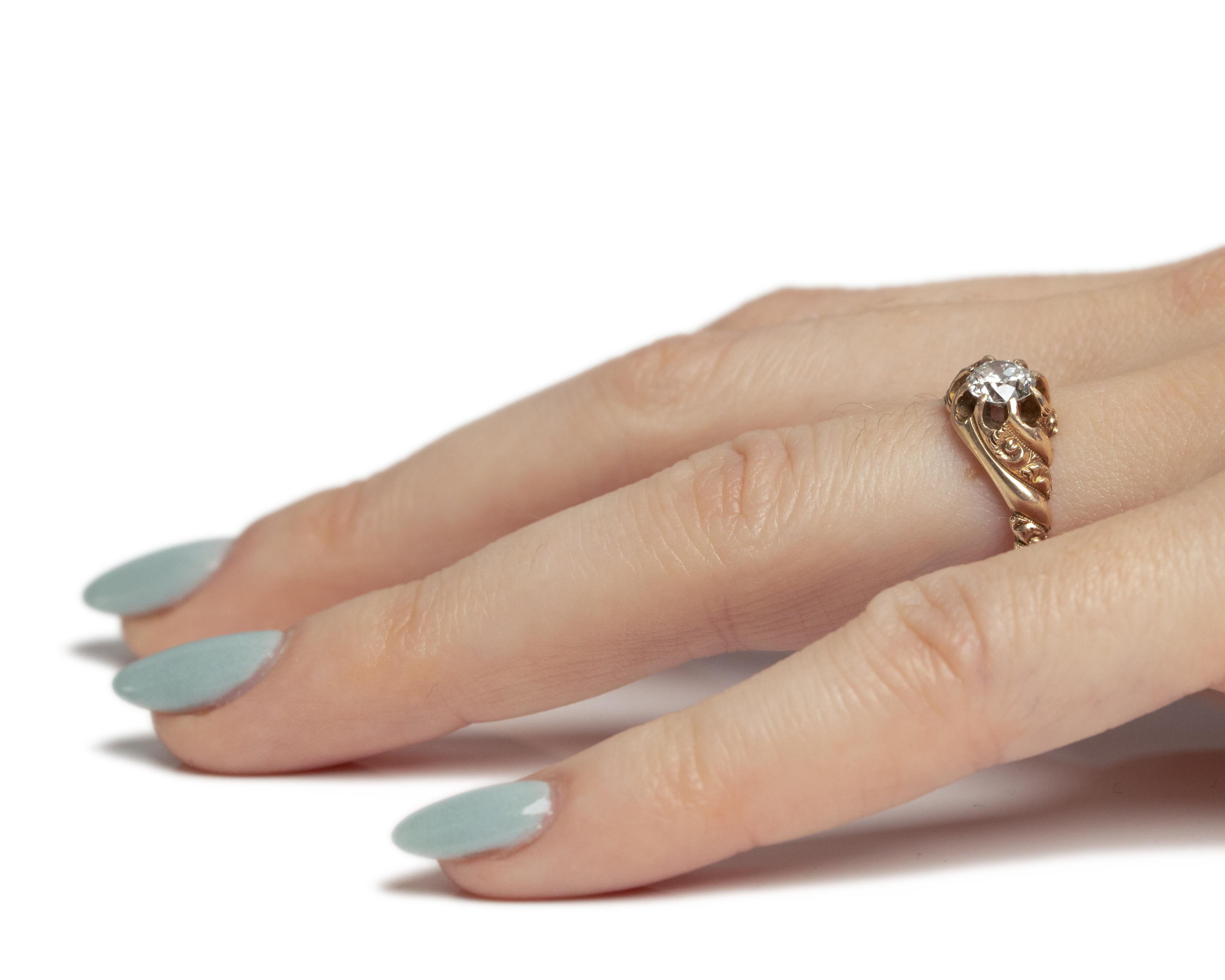 Women's GIA Certified .60 Carat Edwardian Diamond 14 Karat Yellow Gold Engagement Ring For Sale