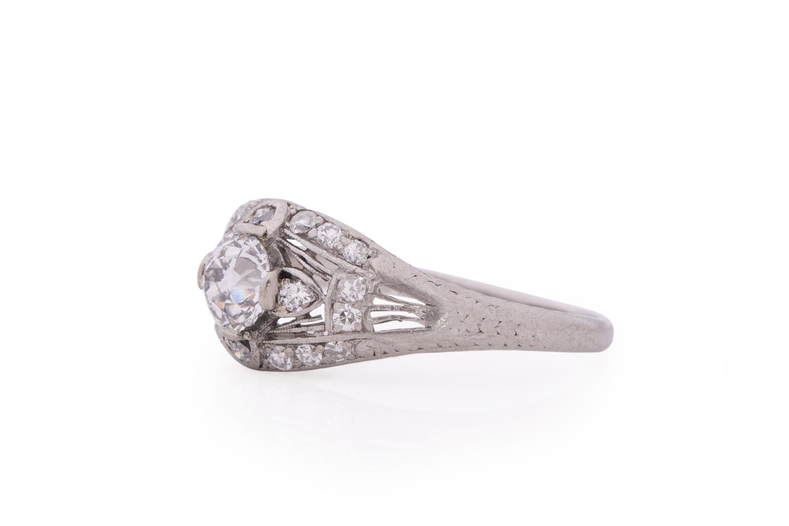 Old European Cut GIA Certified .60 Carat Edwardian Diamond Platinum Engagement Ring