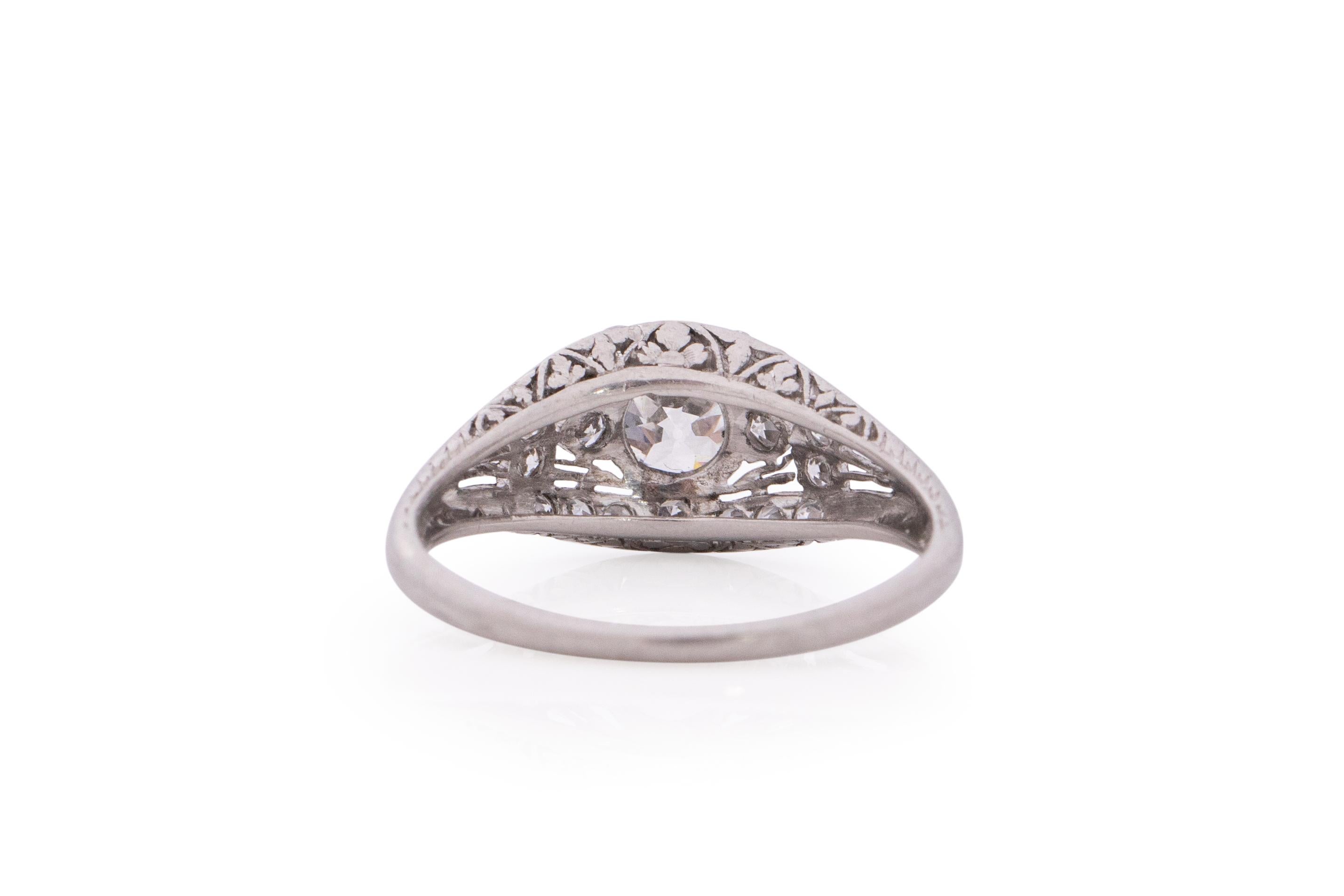 GIA Certified .60 Carat Edwardian Diamond Platinum Engagement Ring In Good Condition In Hicksville, NY
