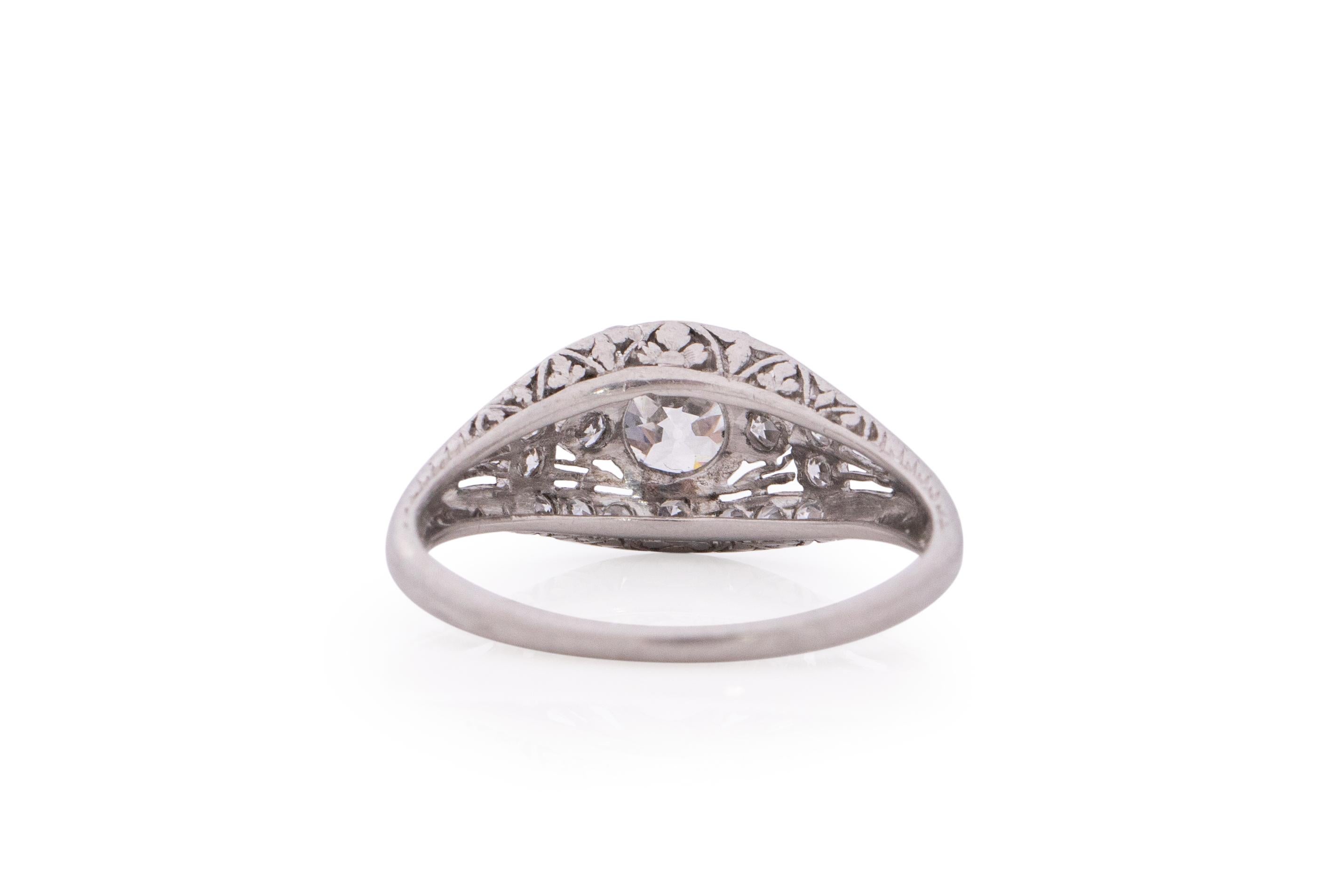 GIA Certified .60 Carat Edwardian Diamond Platinum Engagement Ring In Good Condition In Atlanta, GA