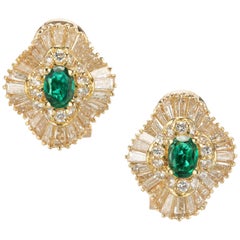 GIA zertifiziert .60 Karat Smaragd Diamant Gold Ballerina Style Ohrringe