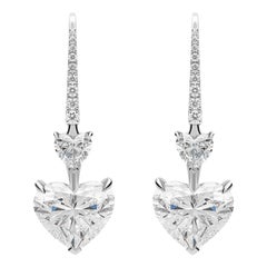 Pendientes de gota de diamante en forma de corazón de 6.0 quilates con certificado GIA