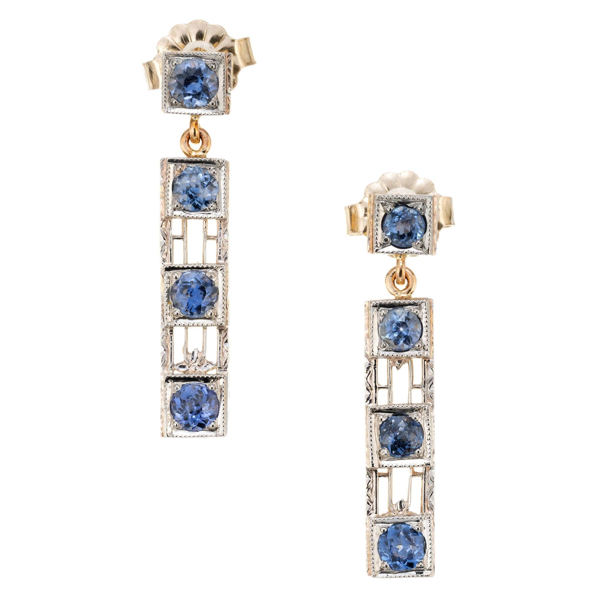 GIA Certified .60 Carat Yogo Gultch Montana Blue Sapphire Two-Tone Gold Earrings