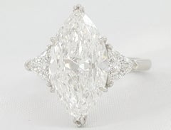 GIA Certified 6.00 Carat D Color VVS2 Marquise Diamond Three-Stone Platinum Ring