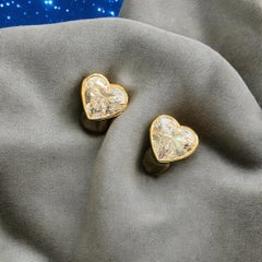 GIA Certified 6.00 Carat D VVS1 Heart Diamond Huggie Earrings in 18K Yellow Gold