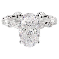 Anello solitario con diamante naturale di forma ovale certificato GIA da 6,00 carati in 18 carati