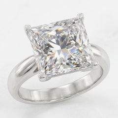GIA Certified 6.00 Carat Princess Cut E Color Diamond Solitaire Ring in Platinum