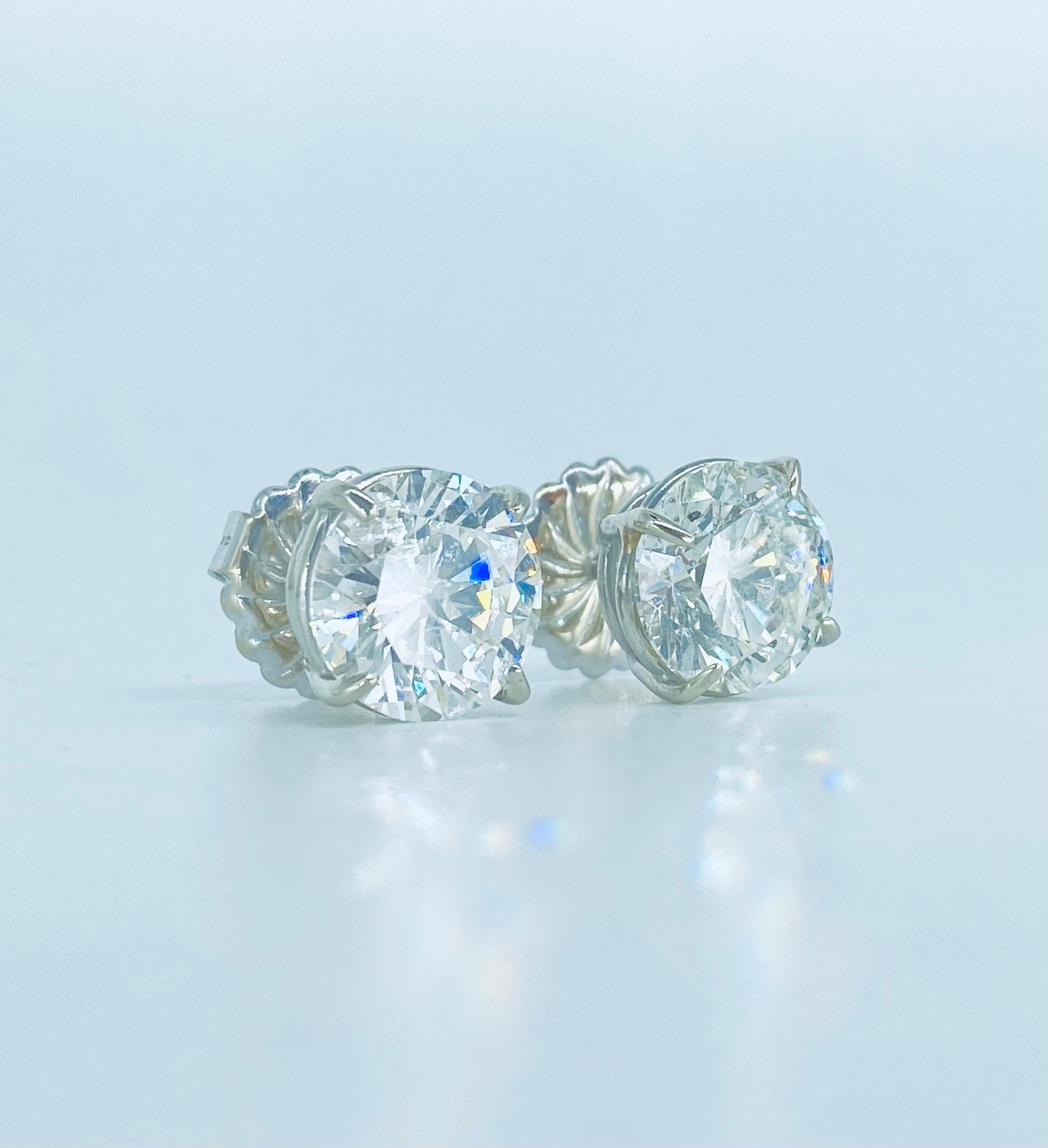 GIA-zertifizierte 6,00 Karat runde Brillanten natürliche Diamanten Ohrringe im Angebot 5