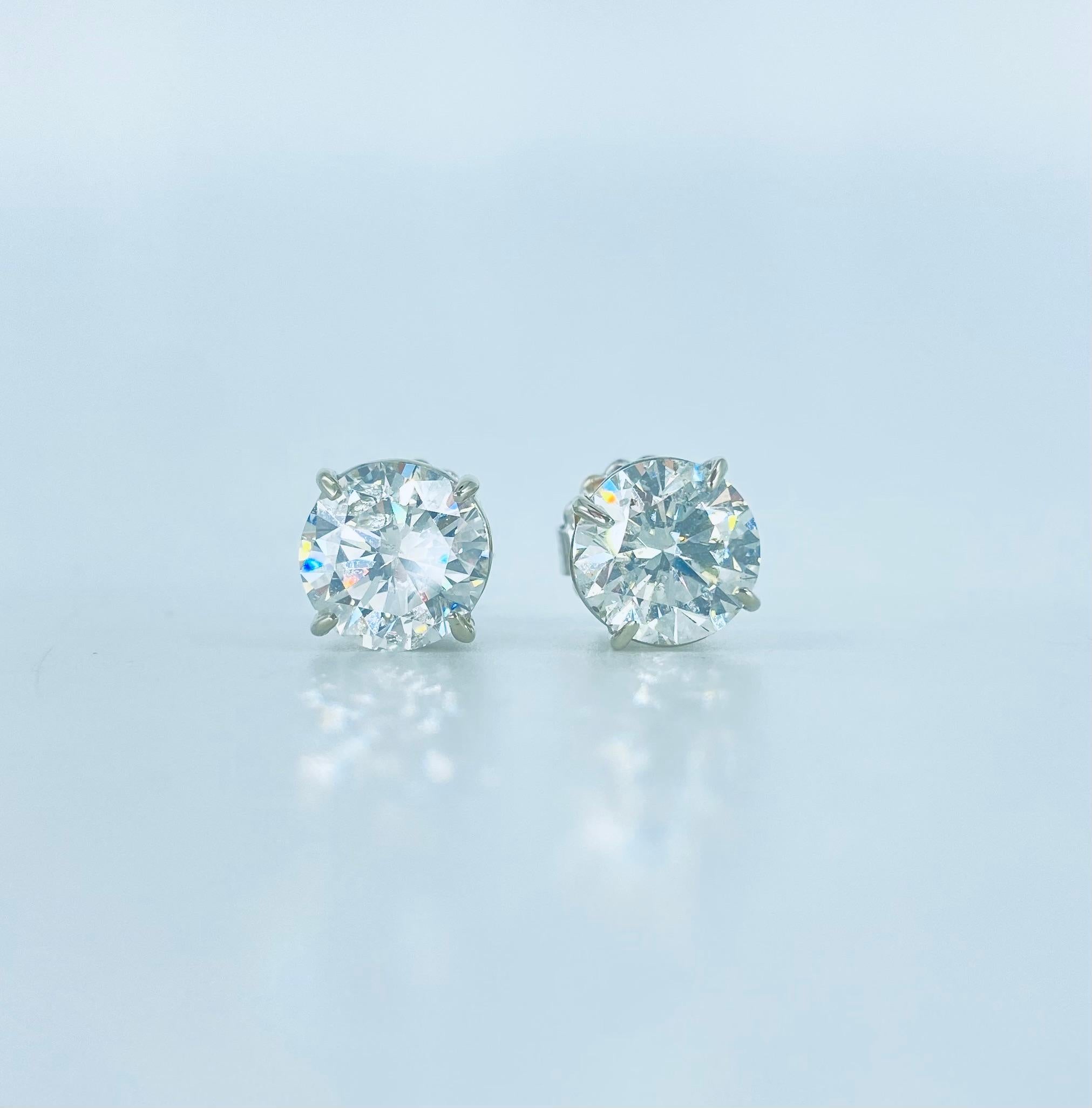 GIA-zertifizierte 6,00 Karat runde Brillanten natürliche Diamanten Ohrringe im Angebot 2