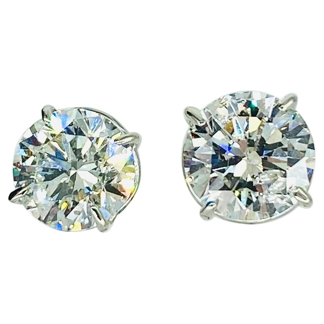 GIA Certified 6.00 Carat Round Brilliant Natural Diamonds Earrings For Sale