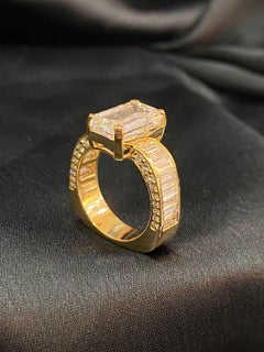 GIA Certified 6.00 Carats Diamond  Gold Solitaire Ring