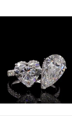 GIA Certified 6.00 Carats Heart- Pear Shape Diamonds 18K Gold Ring