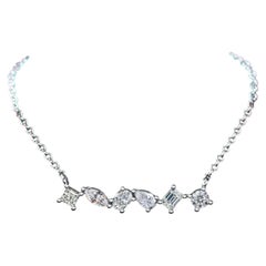 Collier en or blanc 18 carats serti de diamants de différentes formes, certifiés par le GIA, de 6,00 carats, de qualité F/VS1
