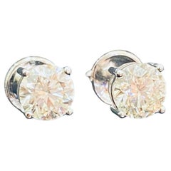 Boucles d'oreilles en or 18K certifiées GIA 6.00 carats F/VS1 Diamants ronds de forme brillante