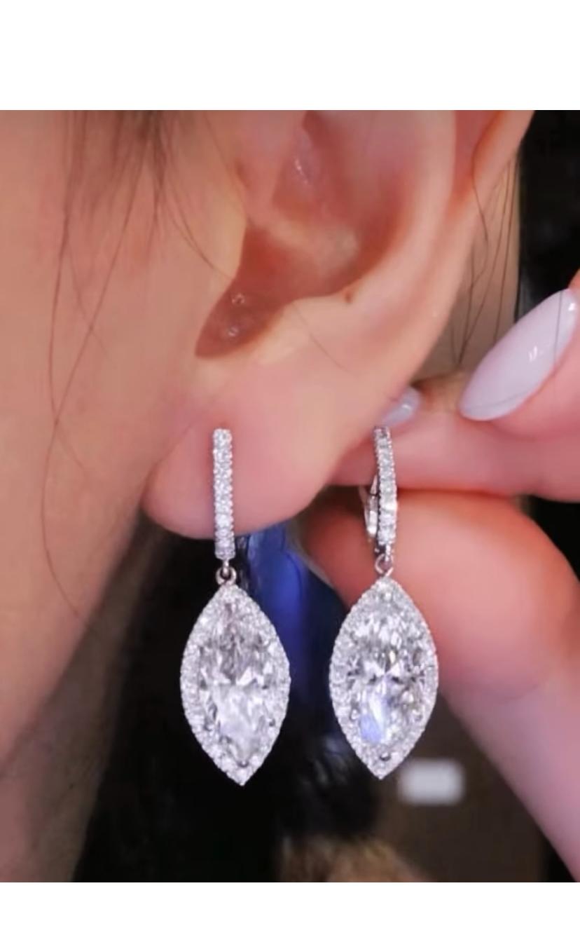 Donna Orecchini in oro 18K con diamanti a forma di marquise certificati GIA 6,00 Ct D/VS2 in vendita