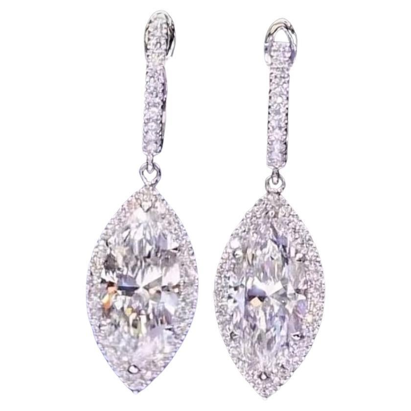 Orecchini in oro 18K con diamanti a forma di marquise certificati GIA 6,00 Ct D/VS2