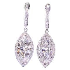 Orecchini in oro 18K con diamanti a forma di marquise certificati GIA 6,00 Ct D/VS2