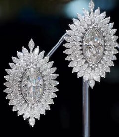 GIA  Certified 6.00 Ct F/VVS1 Marquise Shape Diamonds 18K Gold Earrings