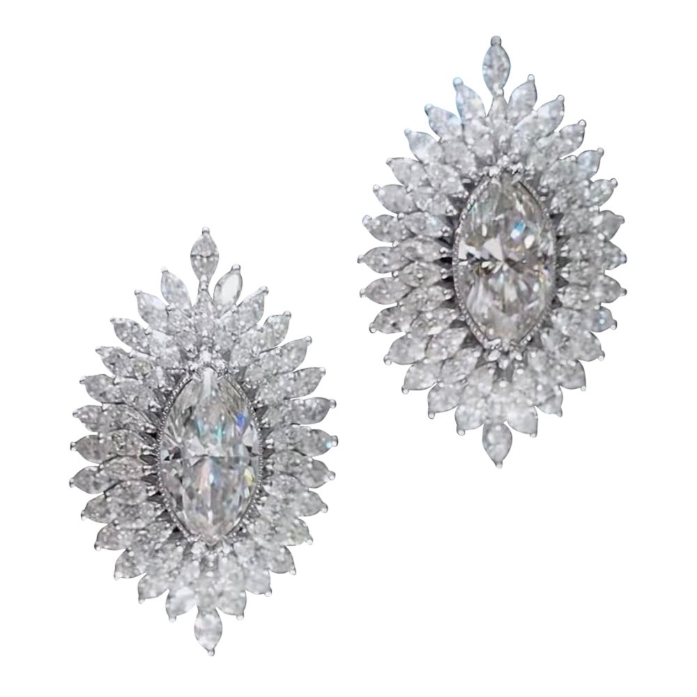 GIA  Orecchini in oro 18K con diamanti a forma di marquise certificati 6,00 ct F/VVS1