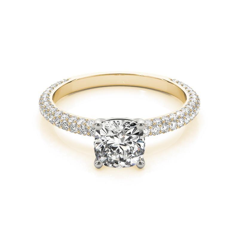 Taglio cuscino GIA Certified 6.01 Carat Cushion Cushion Cushion Solitaire Pave Diamond Ring in vendita