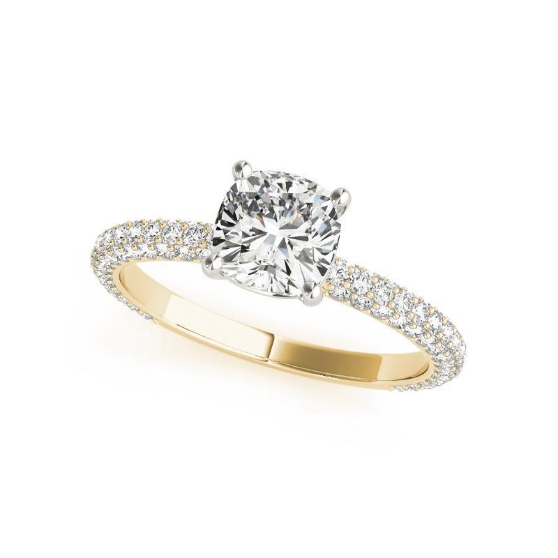 GIA Certified 6.01 Carat Cushion Cushion Cushion Solitaire Pave Diamond Ring In condizioni Nuovo in vendita a New York, NY