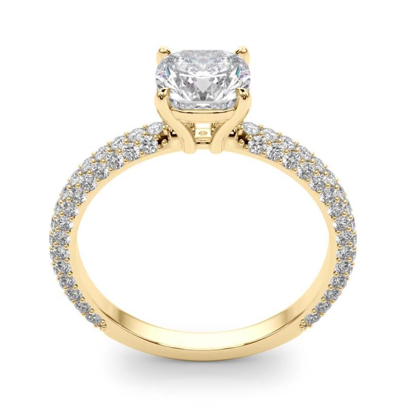 GIA Certified 6.01 Carat Cushion Cushion Cushion Solitaire Pave Diamond Ring in vendita 1
