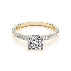 GIA Certified 6.01 Carat Cushion Solitaire Pave Diamond Ring