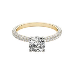 GIA Certified 6.01 Carat Cushion Cushion Cushion Solitaire Pave Diamond Ring