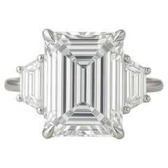 GIA Certified 6.01 Carat F VS2 Emerald Cut Diamond Engagement Ring