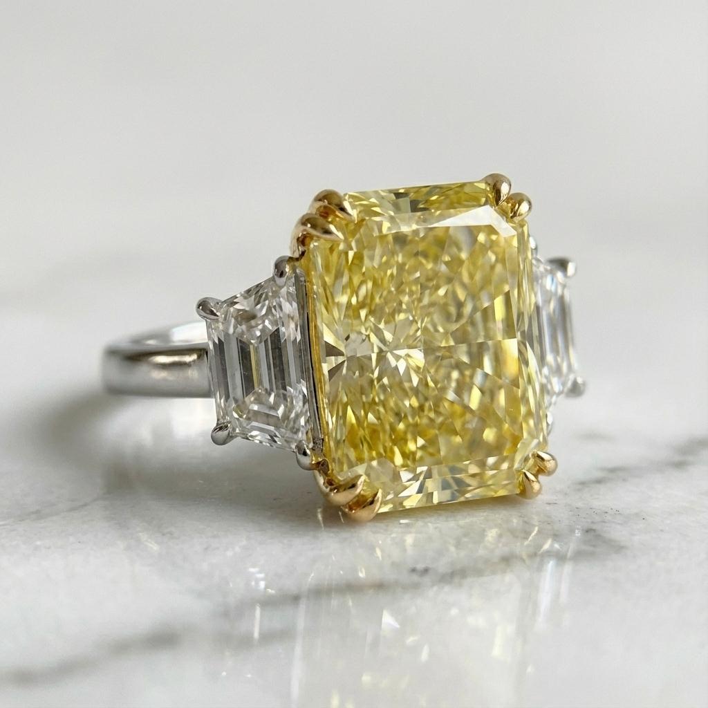 Anello con diamante giallo intenso VS1 certificato GIA da 6,01 carati In condizioni Nuovo in vendita a Chicago, IL