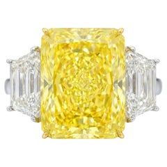 GIA Certified 6.01 Carat Fancy Intense Yellow VVS1 Diamond Ring