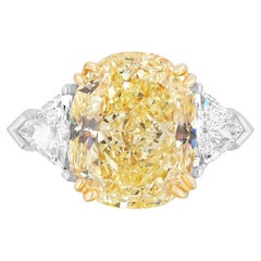 GIA-zertifizierter 6,01 Karat Diamantring mit gelbem Fancy Cushion Cut