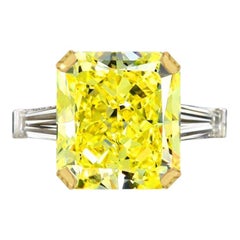 GIA Certified 6.01 Carat Fancy Yellow VS1 Diamond Ring in 18K Yellow Gold