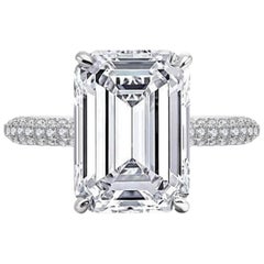 GIA Certified 4 Carat Emerald Cut Diamond Ring 