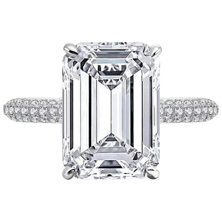 GIA 4 Carat Emerald Cut Diamond Ring For at 1stDibs