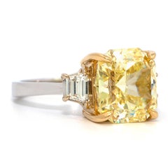 GIA Certified 6.01 Carat Radiant Fancy Intense Yellow Diamond Ring